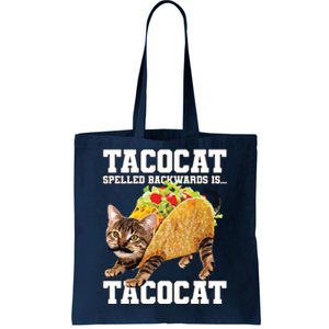 Taco Cat Spelled Backwards Is Tacocat Meme Silly Cat Lover Tote Bag