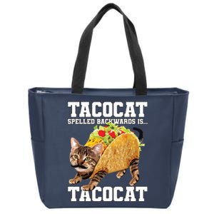 Taco Cat Spelled Backwards Is Tacocat Meme Silly Cat Lover Zip Tote Bag