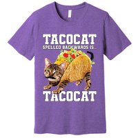Taco Cat Spelled Backwards Is Tacocat Meme Silly Cat Lover Premium T-Shirt