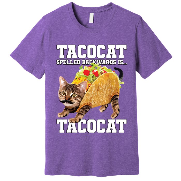 Taco Cat Spelled Backwards Is Tacocat Meme Silly Cat Lover Premium T-Shirt