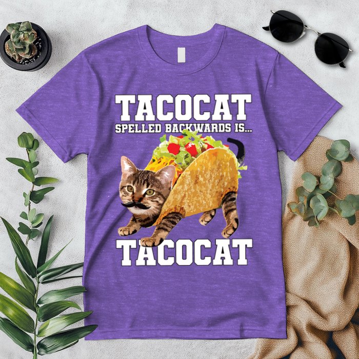 Taco Cat Spelled Backwards Is Tacocat Meme Silly Cat Lover Premium T-Shirt