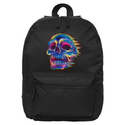 Trippy Colorful Skull 16 in Basic Backpack