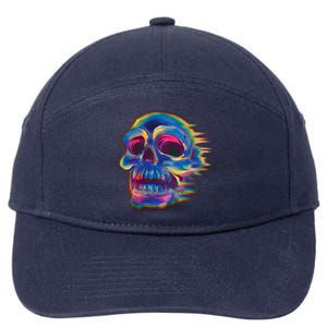 Trippy Colorful Skull 7-Panel Snapback Hat