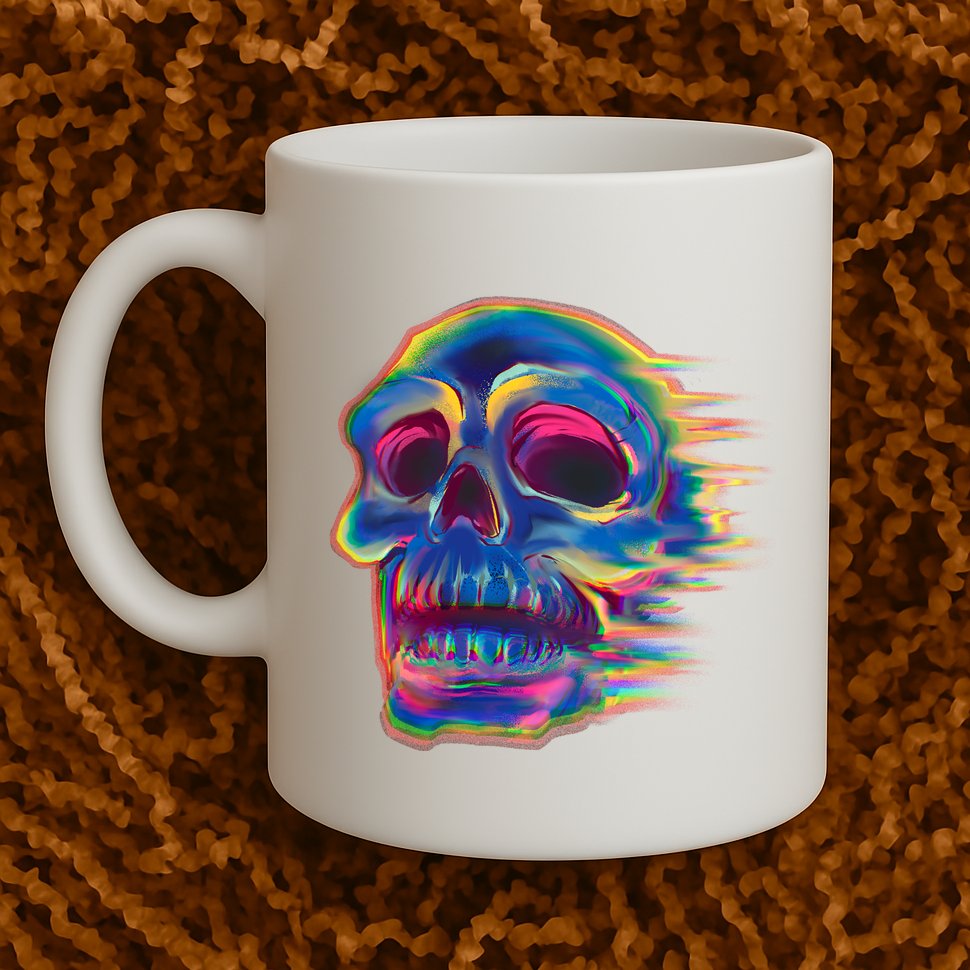 Trippy Colorful Skull Mug