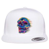 Trippy Colorful Skull Flat Bill Trucker Hat