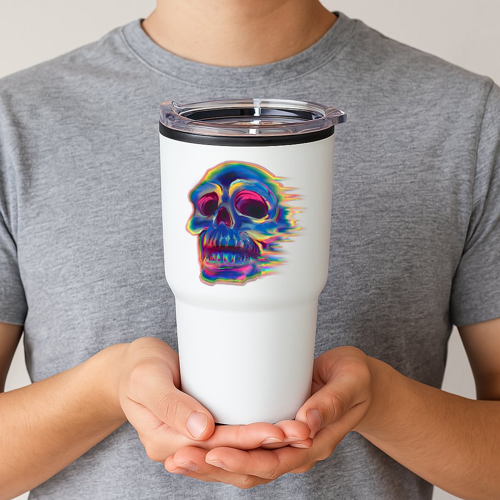 Trippy Colorful Skull Tumbler
