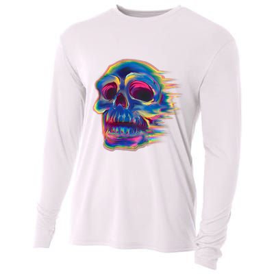 Trippy Colorful Skull Cooling Performance Long Sleeve Crew
