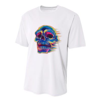 Trippy Colorful Skull Youth Performance Sprint T-Shirt