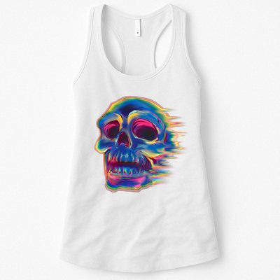 Trippy Colorful Skull Womens Tank Top