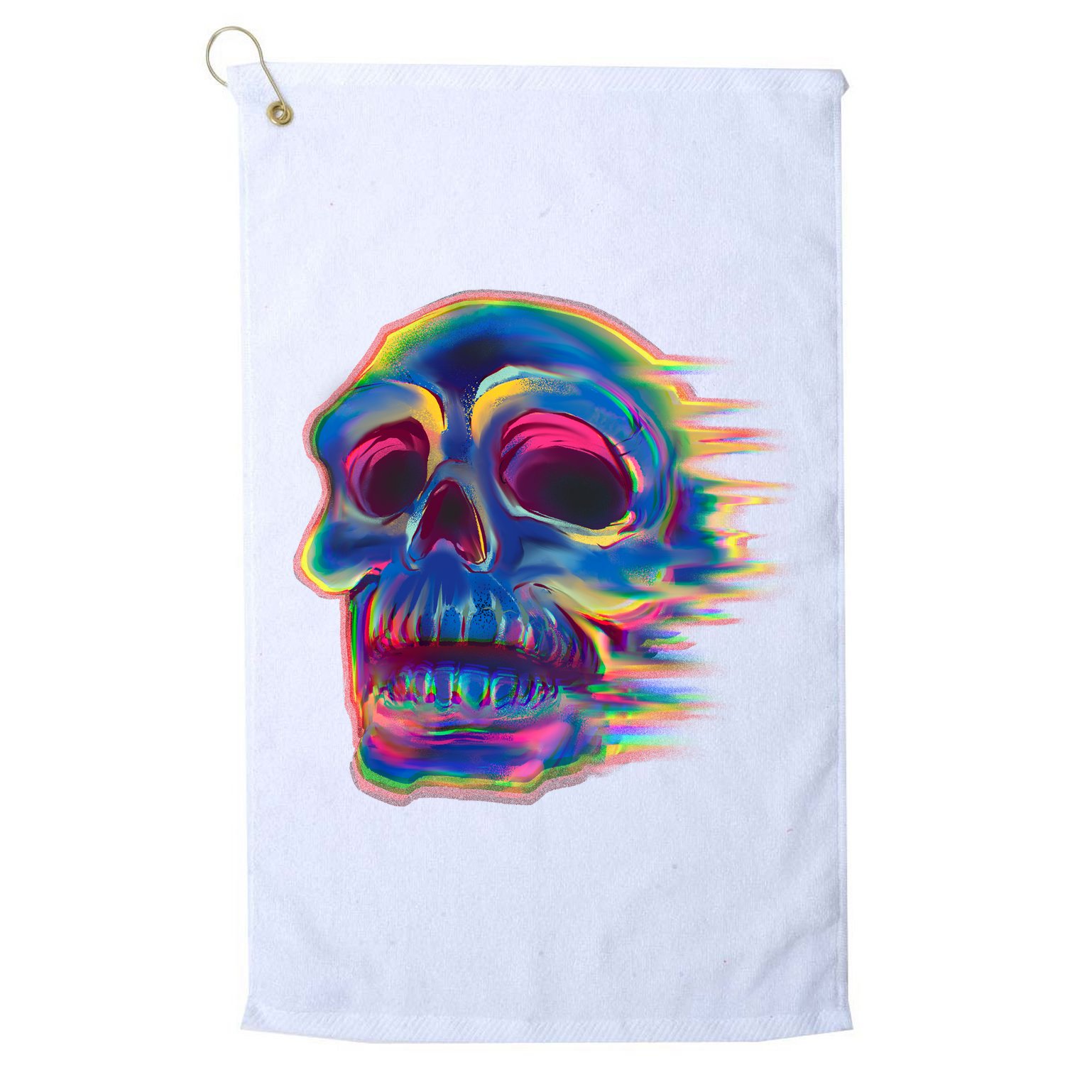 Trippy Colorful Skull Golf Towel