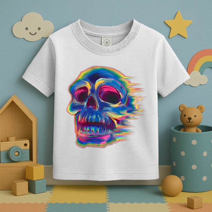Trippy Colorful Skull Toddler T-Shirt