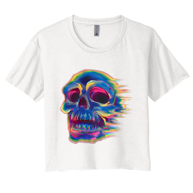 Trippy Colorful Skull Crop Top