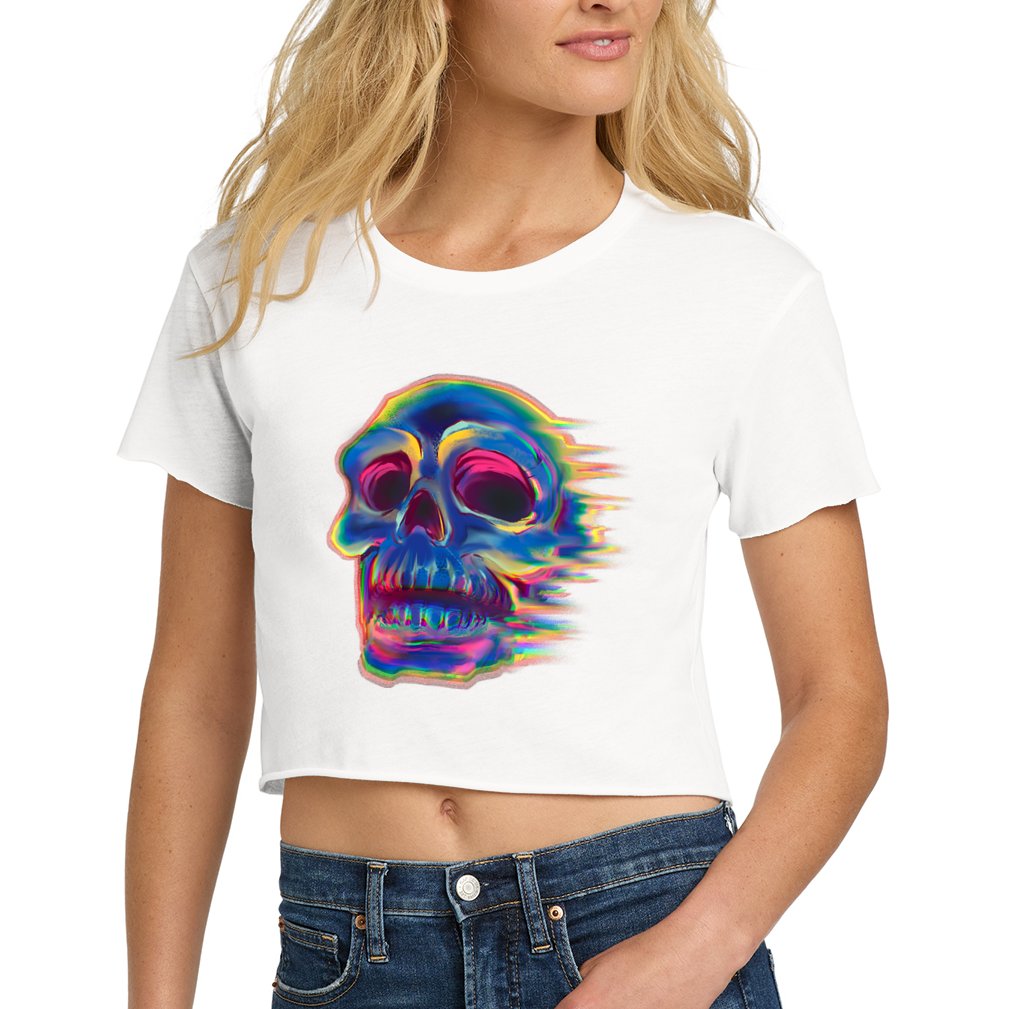 Trippy Colorful Skull Crop Top