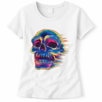 Trippy Colorful Skull Womens T-Shirt