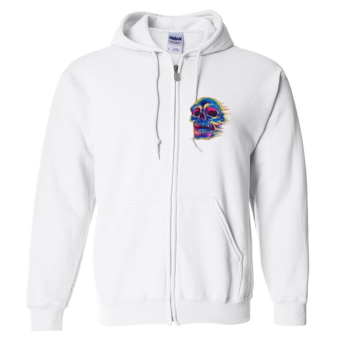 Trippy Colorful Skull Full Zip Hoodie