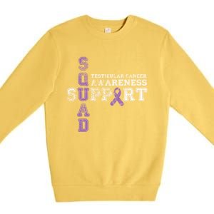 Testicular Cancer Support Squad Purple Ribbon Cool Gift Premium Crewneck Sweatshirt