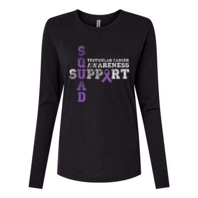 Testicular Cancer Support Squad Purple Ribbon Cool Gift Womens Cotton Relaxed Long Sleeve T-Shirt