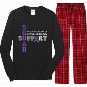 Testicular Cancer Support Squad Purple Ribbon Cool Gift Long Sleeve Pajama Set