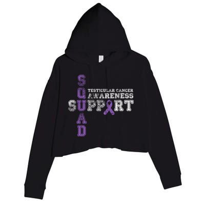 Testicular Cancer Support Squad Purple Ribbon Cool Gift Crop Fleece Hoodie