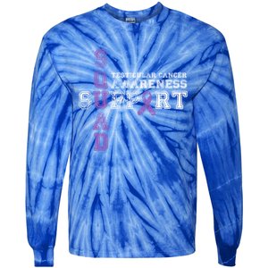 Testicular Cancer Support Squad Purple Ribbon Cool Gift Tie-Dye Long Sleeve Shirt