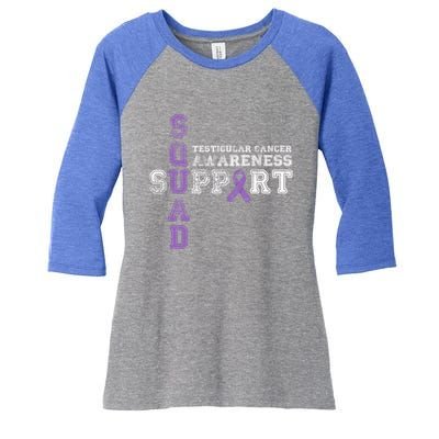 Testicular Cancer Support Squad Purple Ribbon Cool Gift Women's Tri-Blend 3/4-Sleeve Raglan Shirt