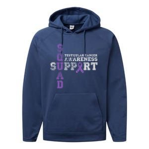 Testicular Cancer Support Squad Purple Ribbon Cool Gift Performance Fleece Hoodie