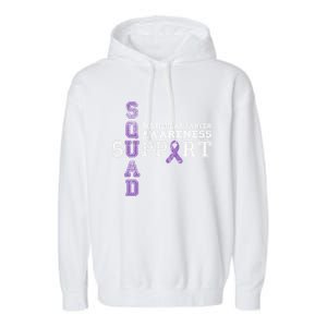 Testicular Cancer Support Squad Purple Ribbon Cool Gift Garment-Dyed Fleece Hoodie