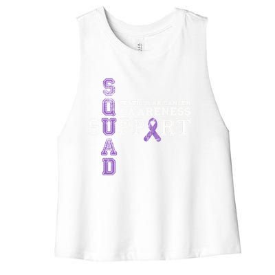 Testicular Cancer Support Squad Purple Ribbon Cool Gift Women's Racerback Cropped Tank