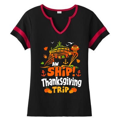 Thanksgiving Cruise Squad Matching Family Vacation Trip Ladies Halftime Notch Neck Tee