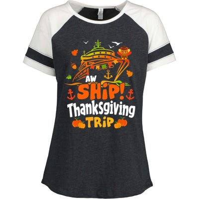 Thanksgiving Cruise Squad Matching Family Vacation Trip Enza Ladies Jersey Colorblock Tee