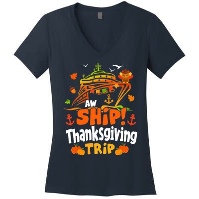 Thanksgiving Cruise Squad Matching Family Vacation Trip Women's V-Neck T-Shirt