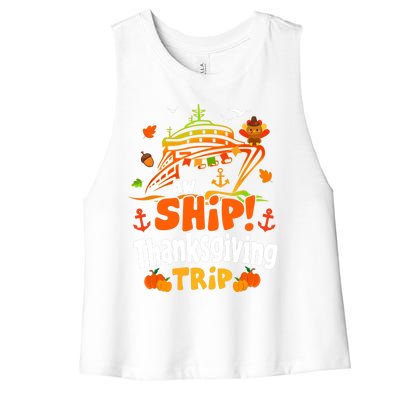 Thanksgiving Cruise Squad Matching Family Vacation Trip Women's Racerback Cropped Tank