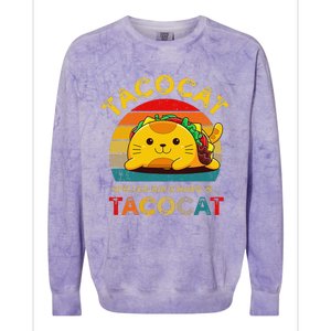 Taco Cat Spelled Backward Cute Taco Cat Lover Funny Mexican Colorblast Crewneck Sweatshirt