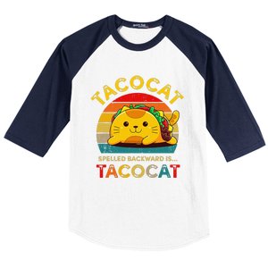 Taco Cat Spelled Backward Cute Taco Cat Lover Funny Mexican Baseball Sleeve Shirt