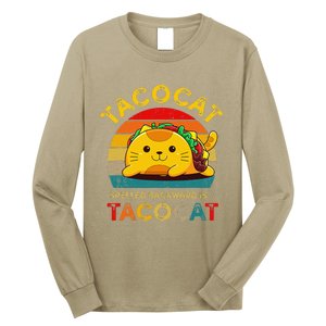 Taco Cat Spelled Backward Cute Taco Cat Lover Funny Mexican Long Sleeve Shirt