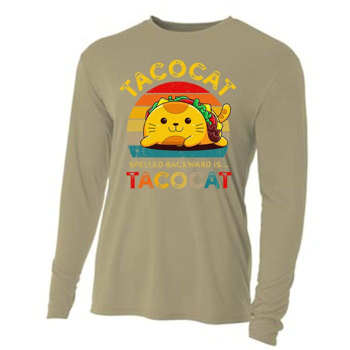 Taco Cat Spelled Backward Cute Taco Cat Lover Funny Mexican Cooling Performance Long Sleeve Crew