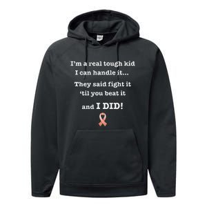 Tough Cancer Survivor Warrior Beat Peach Endometrial Performance Fleece Hoodie