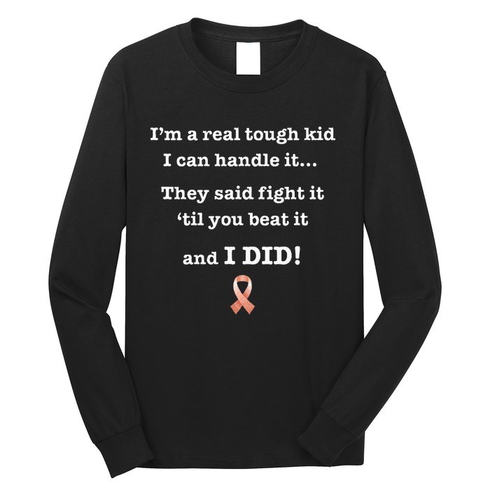 Tough Cancer Survivor Warrior Beat Peach Endometrial Long Sleeve Shirt