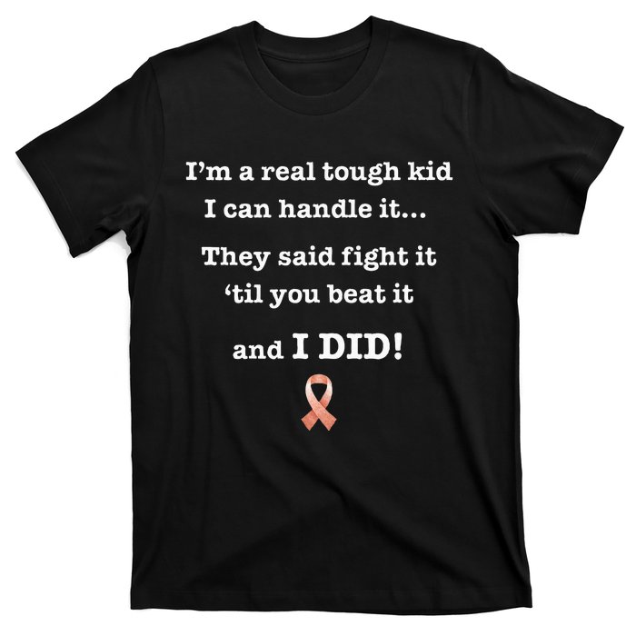 Tough Cancer Survivor Warrior Beat Peach Endometrial T-Shirt