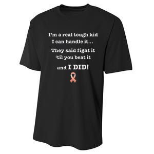 Tough Cancer Survivor Warrior Beat Peach Endometrial Performance Sprint T-Shirt