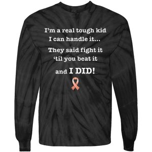 Tough Cancer Survivor Warrior Beat Peach Endometrial Tie-Dye Long Sleeve Shirt