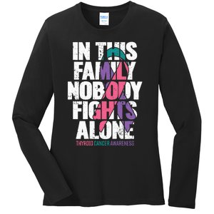 Thyroid Cancer Support Family Thyroid Cancer Awareness Ladies Long Sleeve Shirt