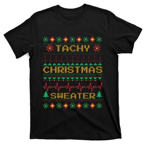 Tachy Christmas Sweater Funny Medical Cardiac Icu Nurse Ugly T-Shirt