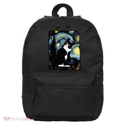 Tuxedo Cat Starry Night Van Gogh Cat Cat Art Cat Mom Dad 16 in Basic Backpack