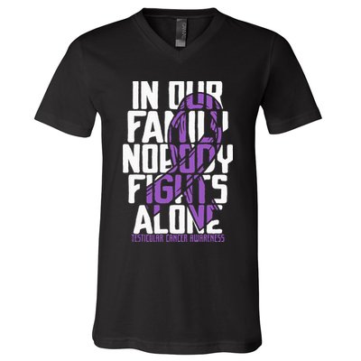 Testicular Cancer Support Family Testicular Cancer Awareness V-Neck T-Shirt