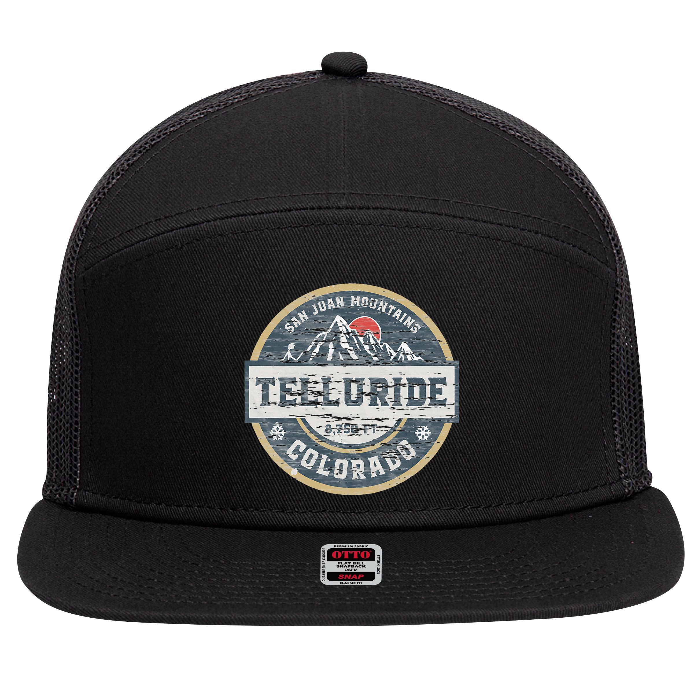 Telluride Colorado San Juan Rocky Mountains Skiing 7 Panel Mesh Trucker Snapback Hat