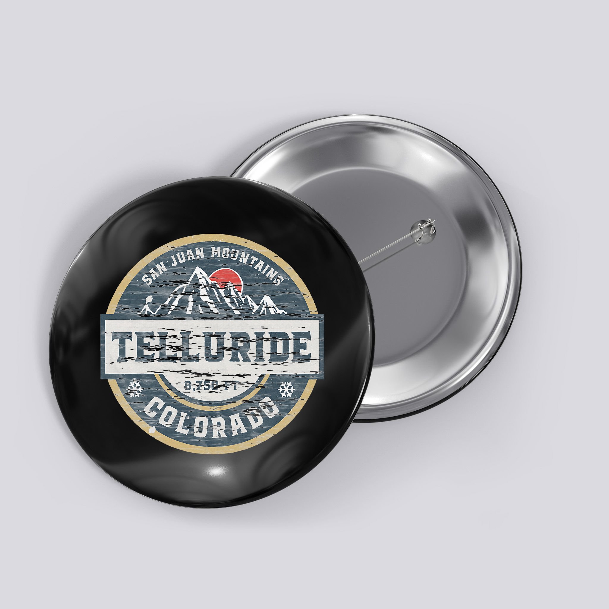 Telluride Colorado San Juan Rocky Mountains Skiing Button