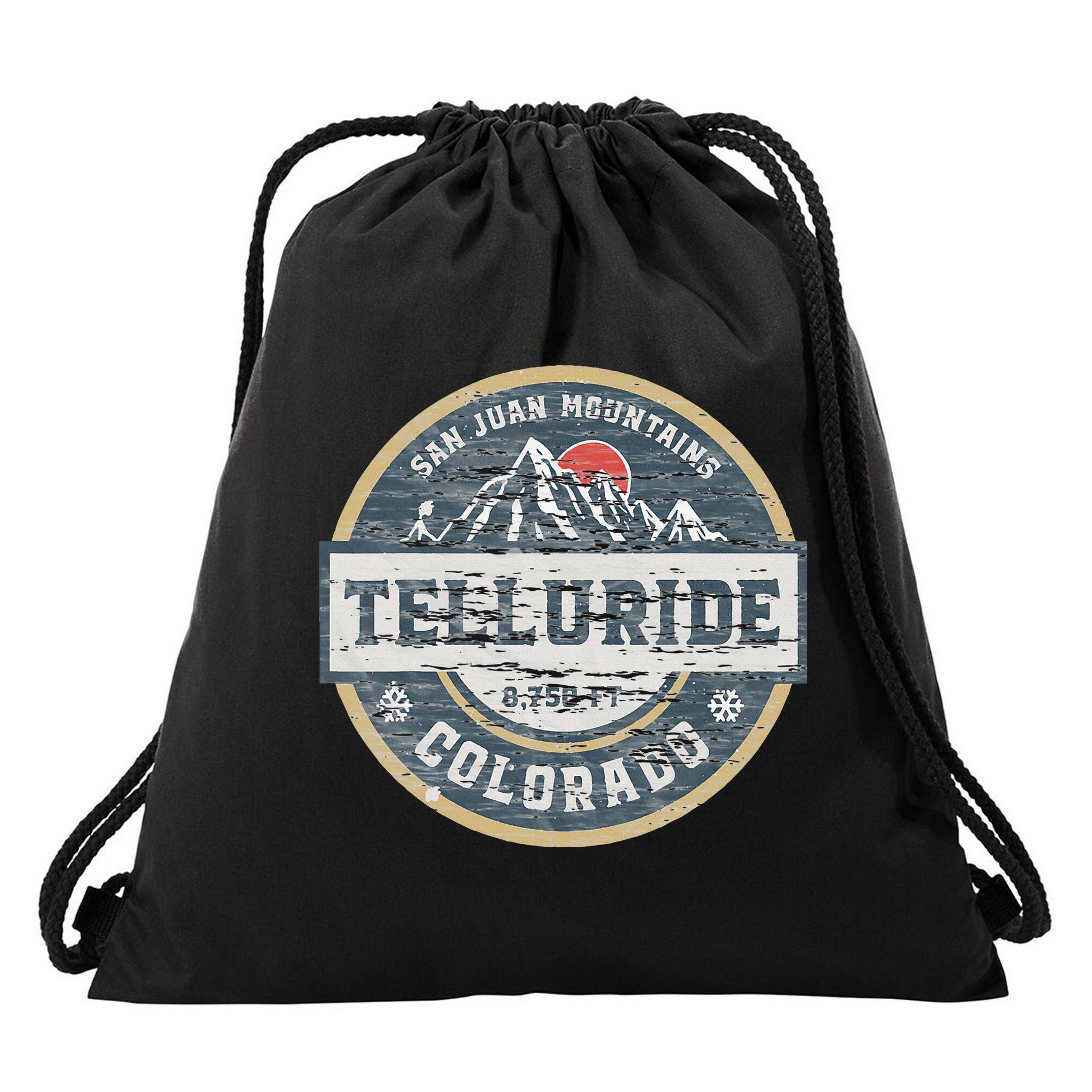 Telluride Colorado San Juan Rocky Mountains Skiing Drawstring Bag