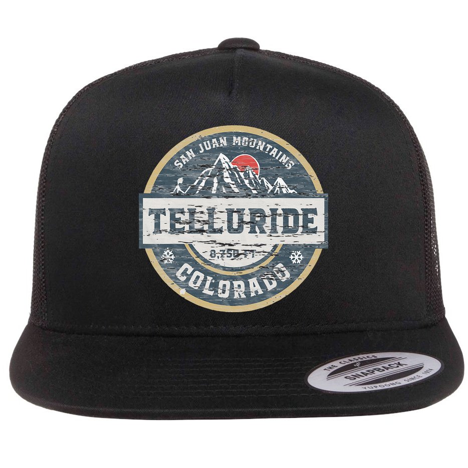 Telluride Colorado San Juan Rocky Mountains Skiing Flat Bill Trucker Hat