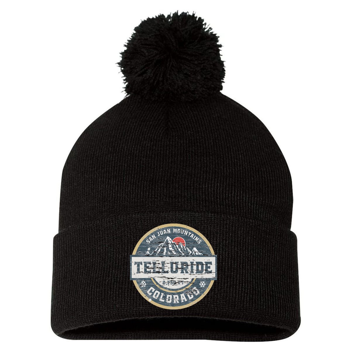Telluride Colorado San Juan Rocky Mountains Skiing Pom Pom 12in Knit Beanie